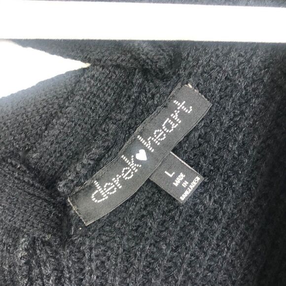 DEREK HEART | Black Lace Up Back Open Cardigan L - Picture 3 of 7